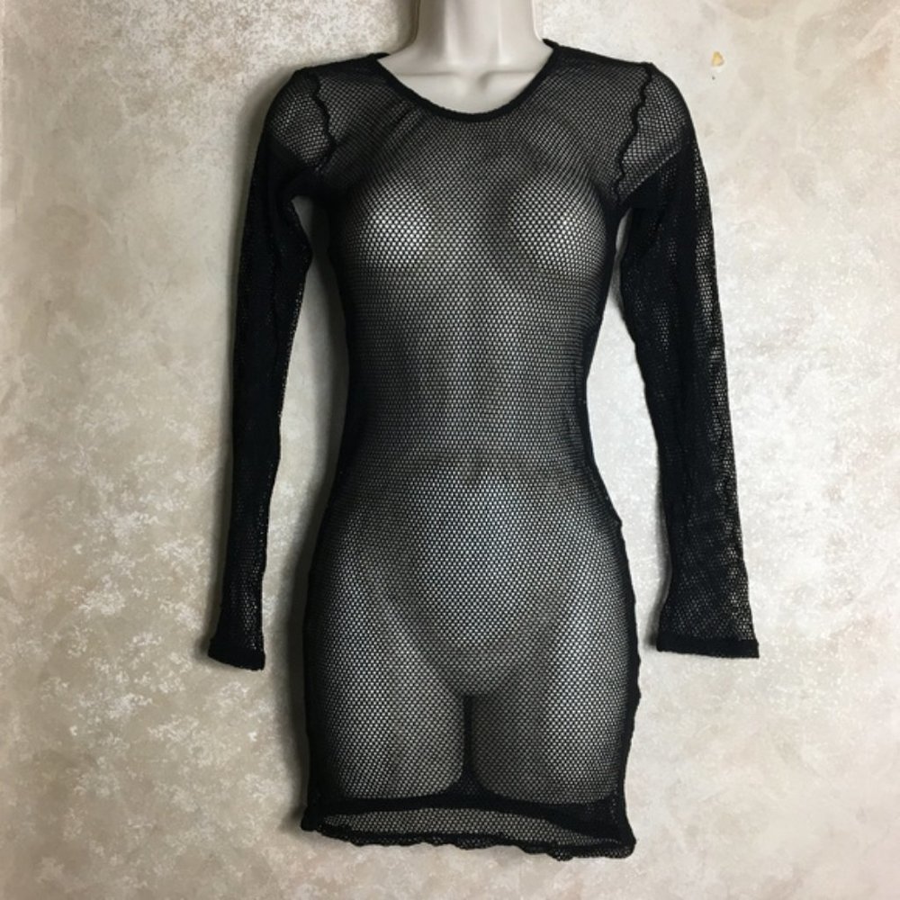 Leg avenue BLACK net dress with g-string set